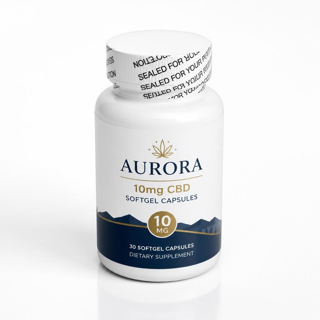 Aurora 10mg CBD softgel capsules Aurora 10mg CBD softgel capsules