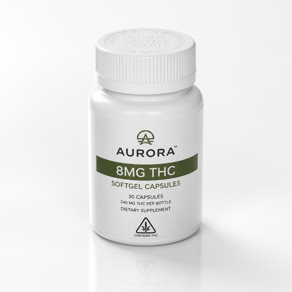 Aurora 8mg THC softgel capsules-- Aurora 8mg THC softgel capsules