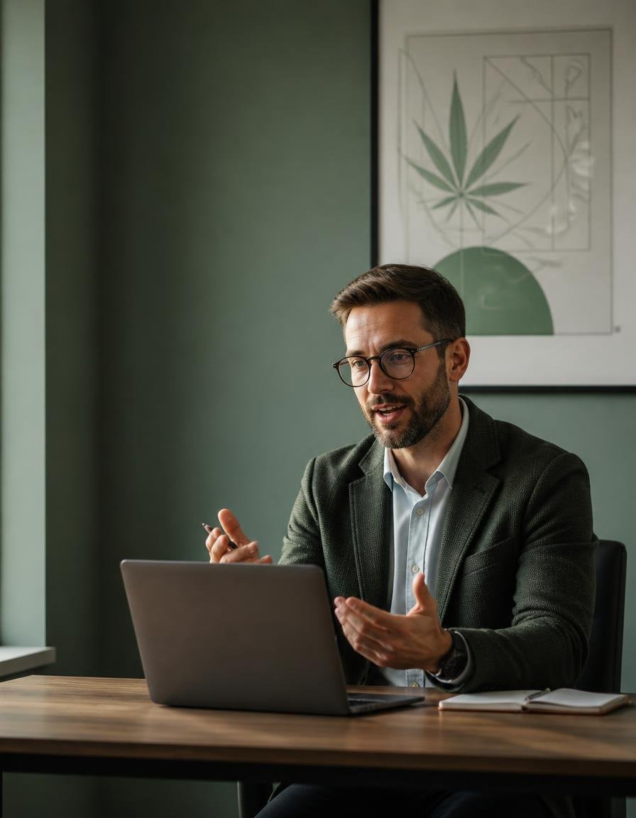 UK specialist doctor conducting an online medical cannabis consultation